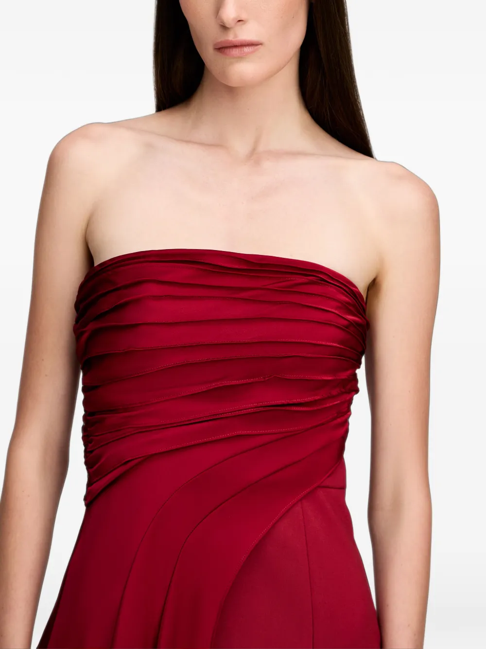 Cinq A Sept Clarisse strapless asymmetric dress Rood