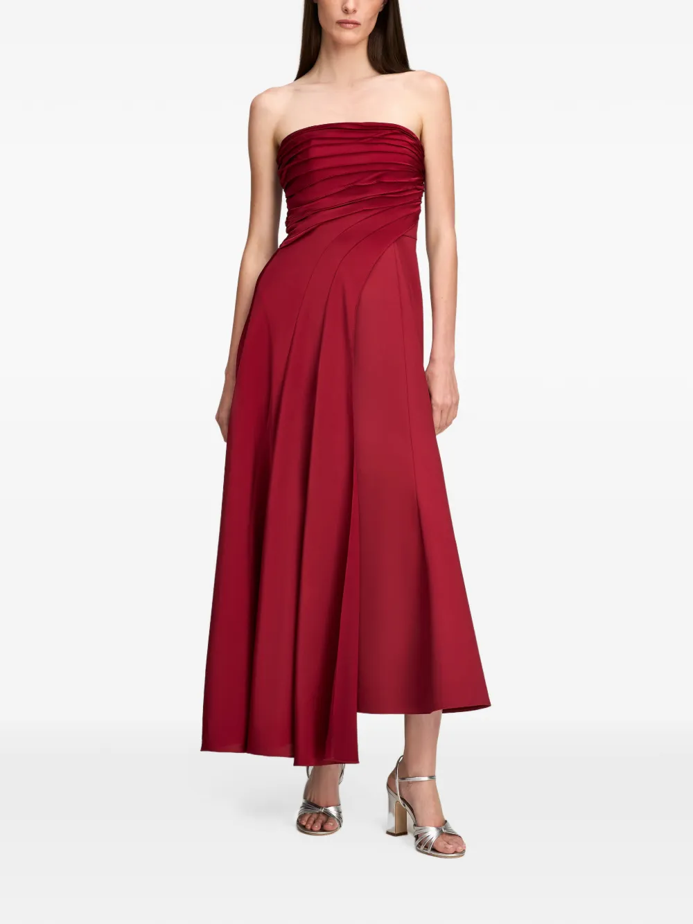 Cinq A Sept Clarisse strapless asymmetric dress Rood