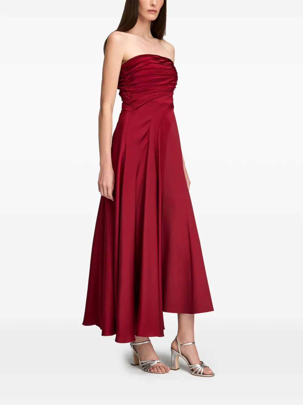 Cinq A Sept Clarisse strapless asymmetric dress Rood