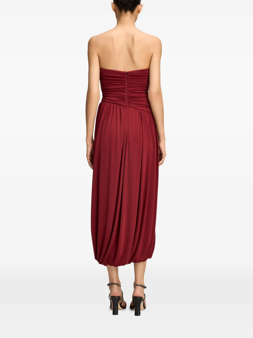 Cinq A Sept Rosine ruched strapless midi dress Rood