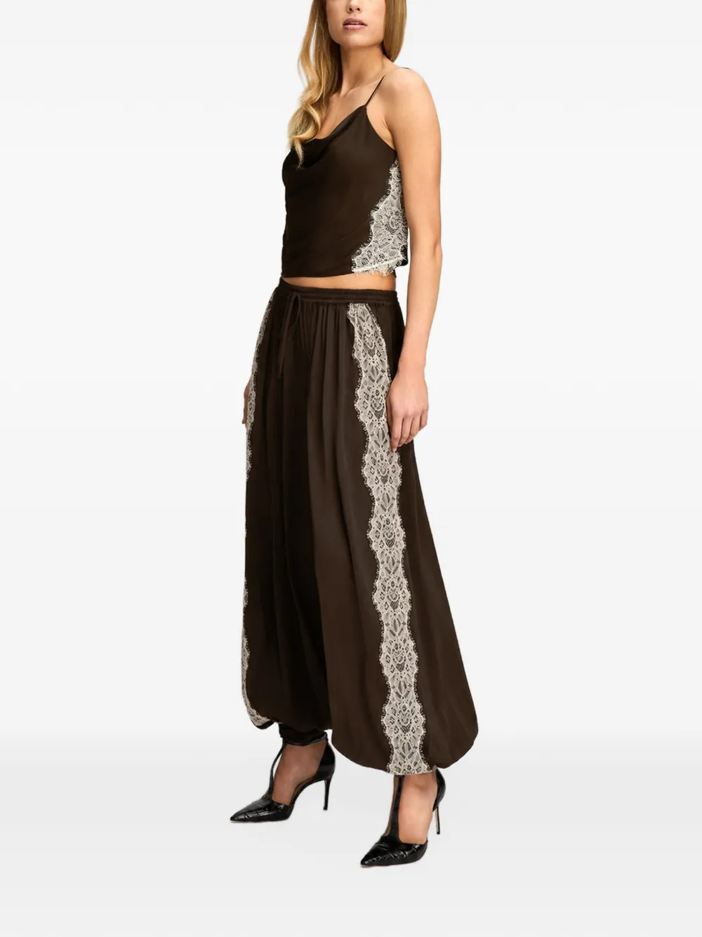 Cinq A Sept Esme lace-trim sleeveless top Bruin