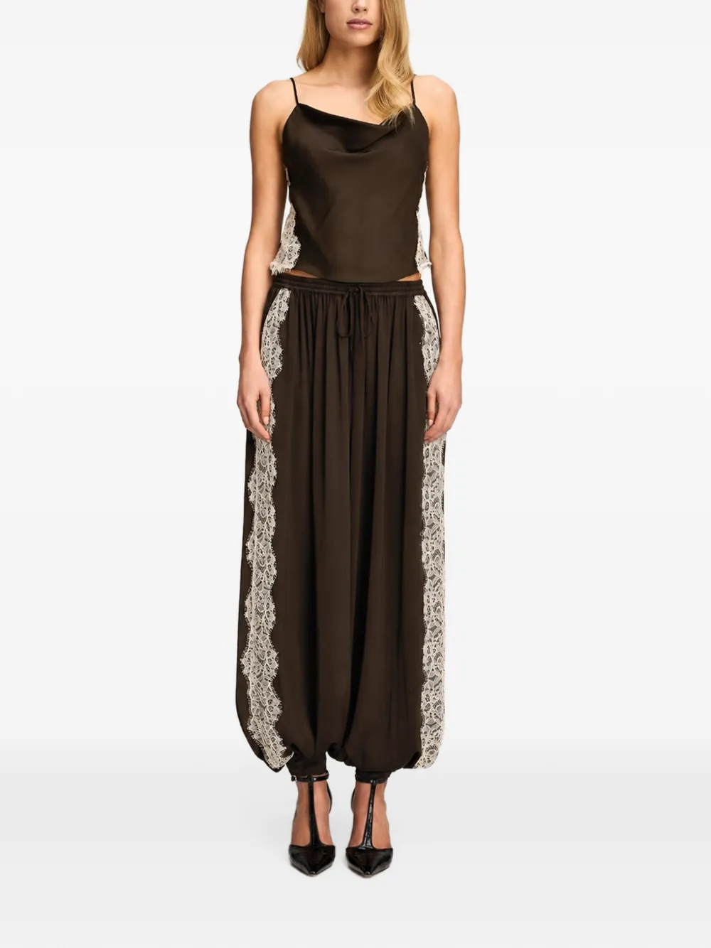 Cinq A Sept Esme lace-trim sleeveless top Bruin