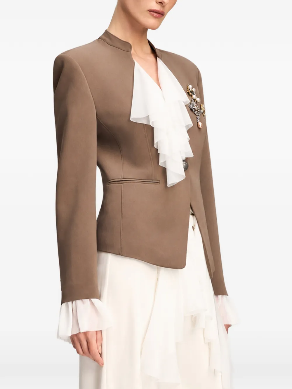 Cinq A Sept Maren brooch-detail blazer Bruin