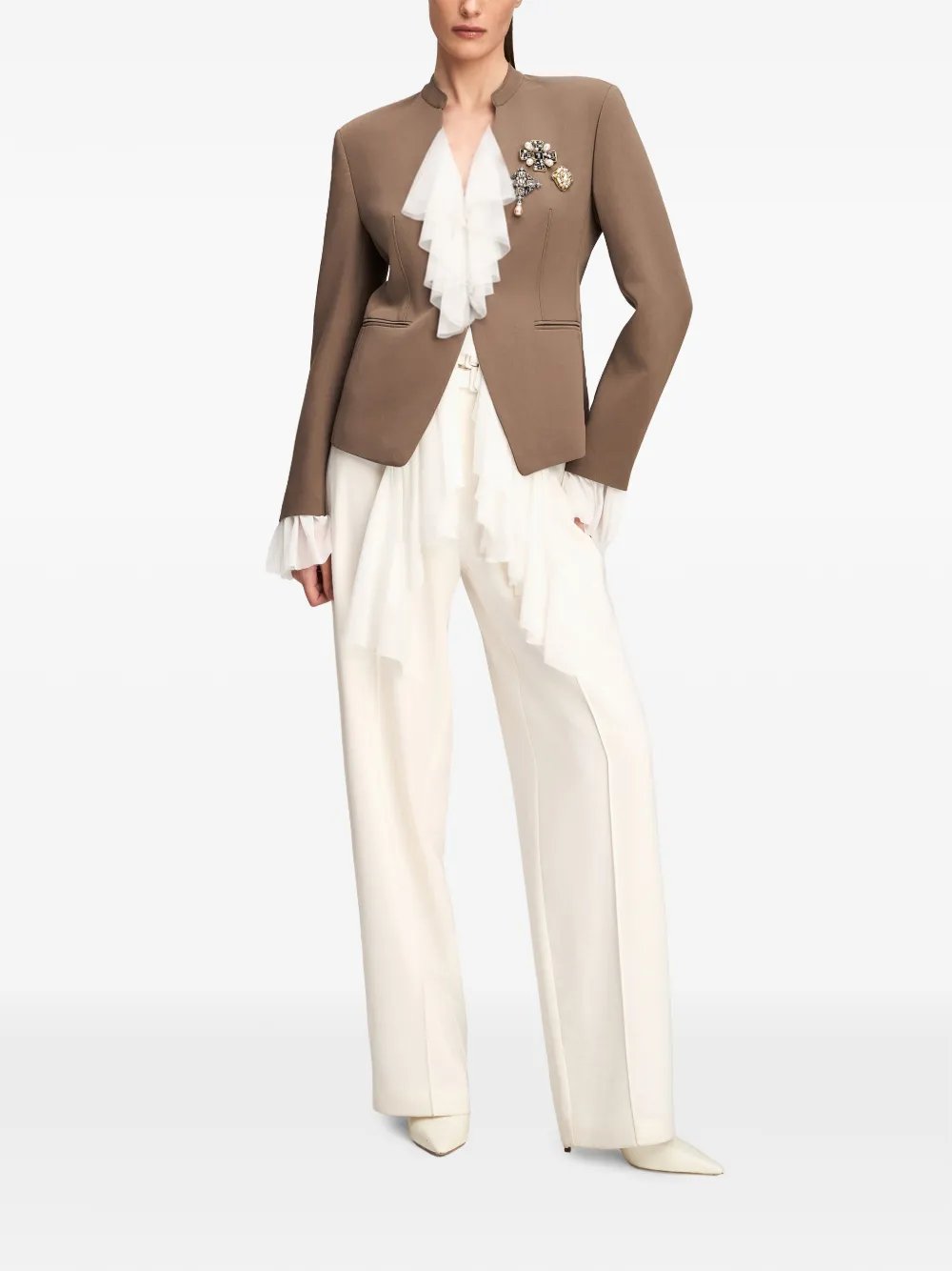 Cinq A Sept Maren brooch-detail blazer Bruin