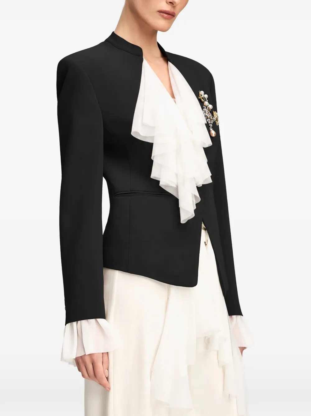 Cinq A Sept Maren brooch-detail blazer Zwart