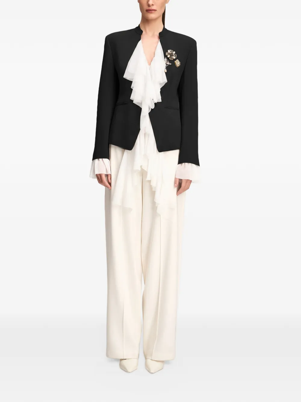 Cinq A Sept Maren brooch-detail blazer Zwart