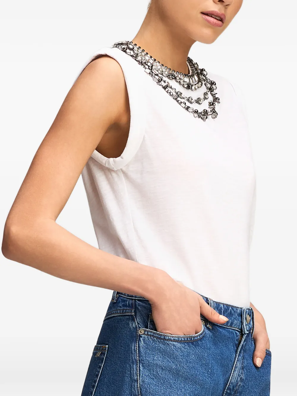 Cinq A Sept Bella crystal-embellished T-shirt Wit