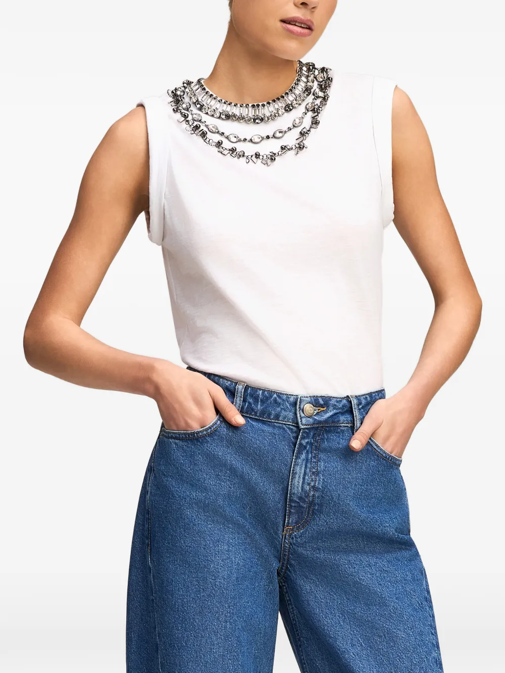 Cinq A Sept Bella crystal-embellished T-shirt Wit