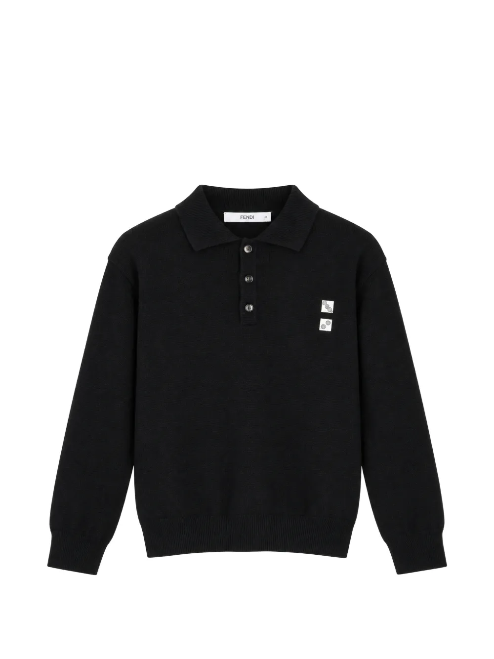 Fendi Kids logo-patch polo shirt - Nero