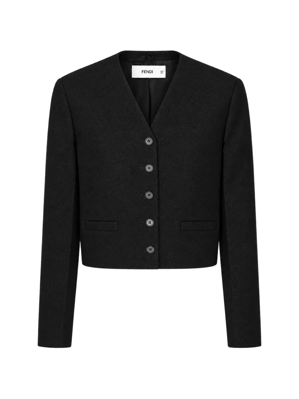 FENDI black bouclé wool jacket Zwart