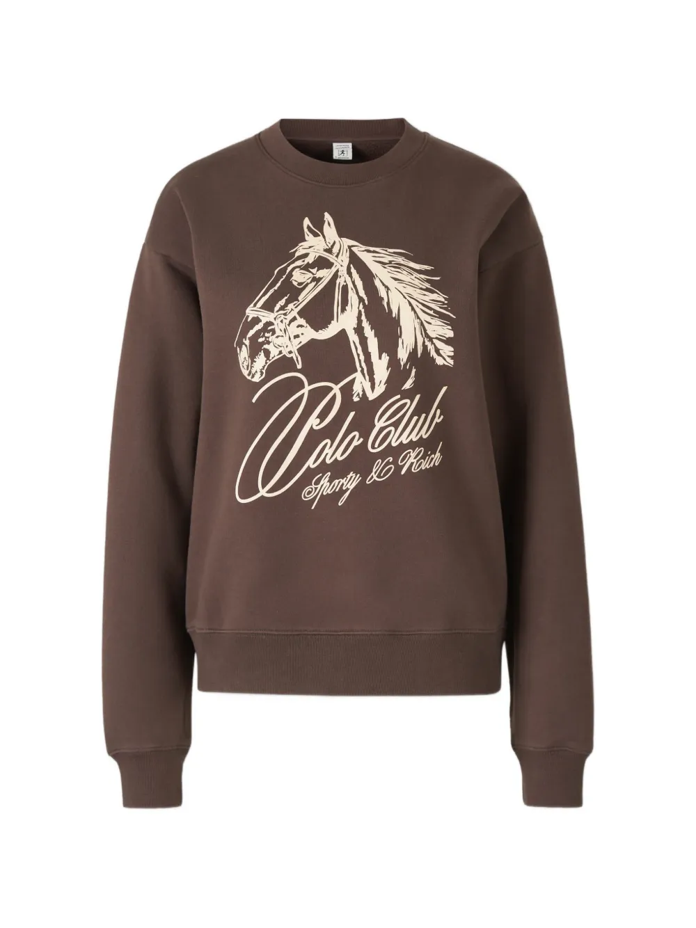 Sporty & Rich horse-print crew-neck sweatshirt - Marrone