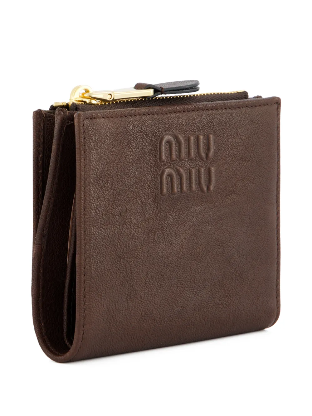 Miu Small nappa leather wallet Bruin