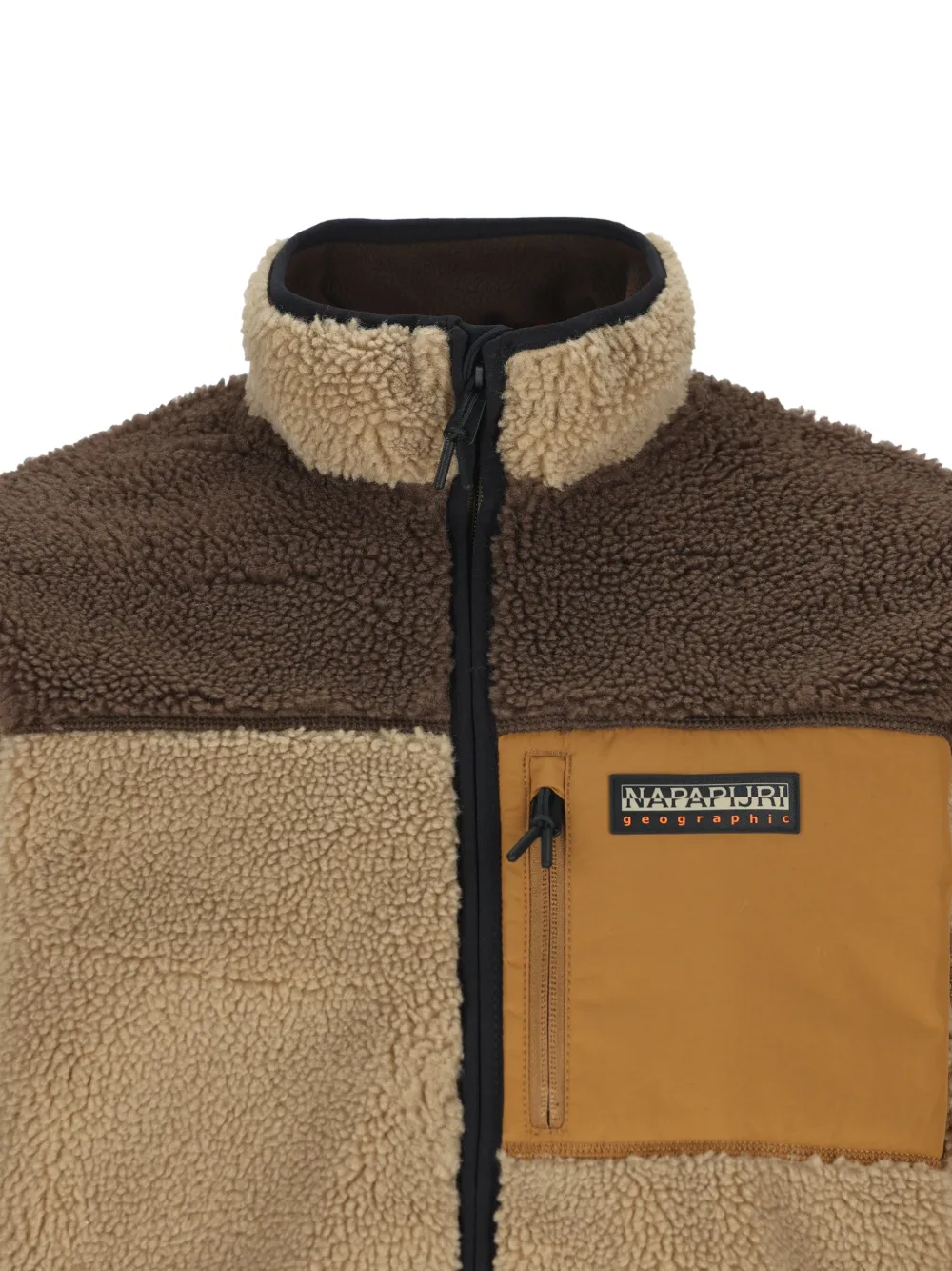 Napapijri Yupik panelled fleece jacket Beige