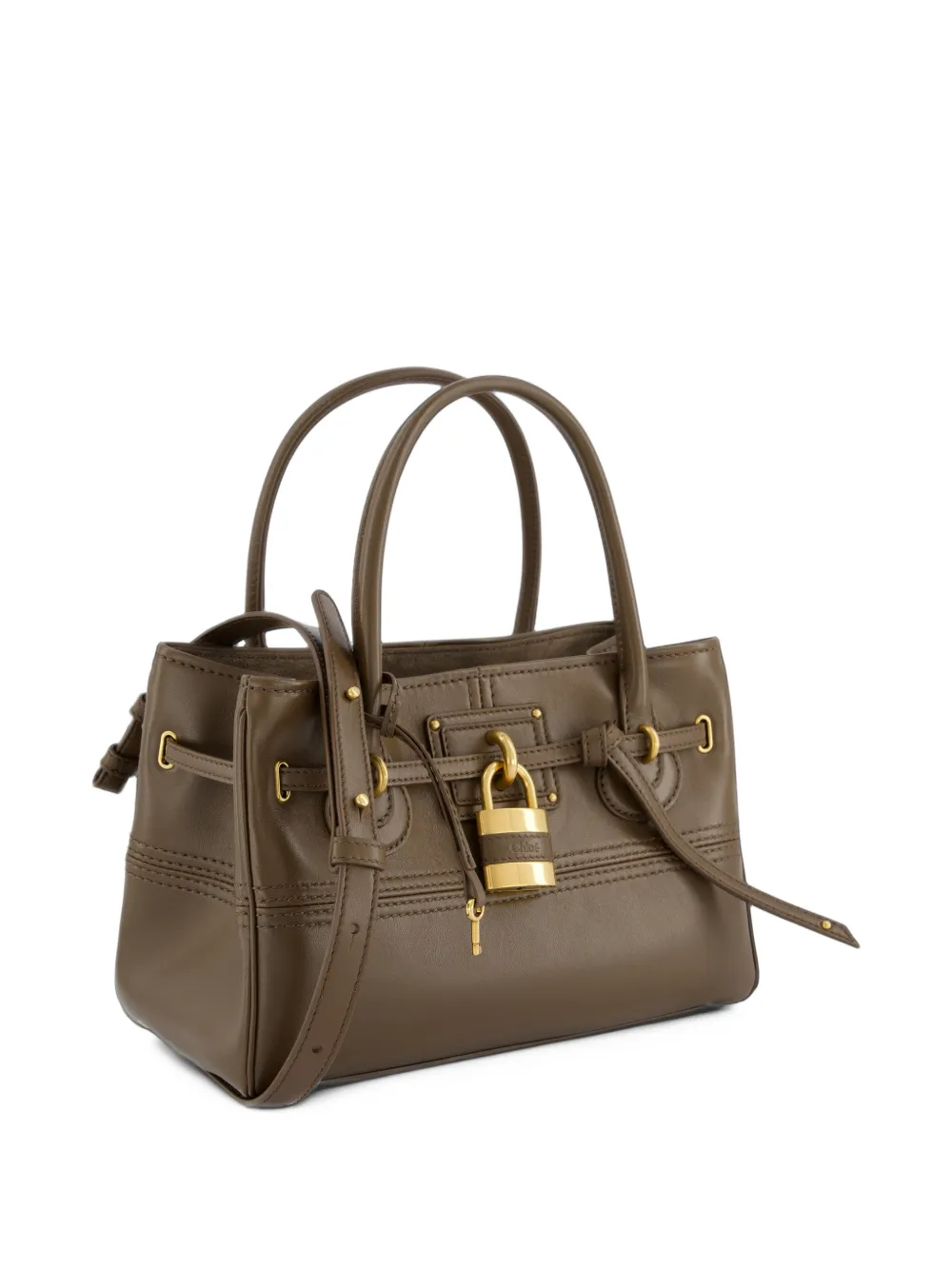 Chloé padlock-detail leather tote bag Bruin