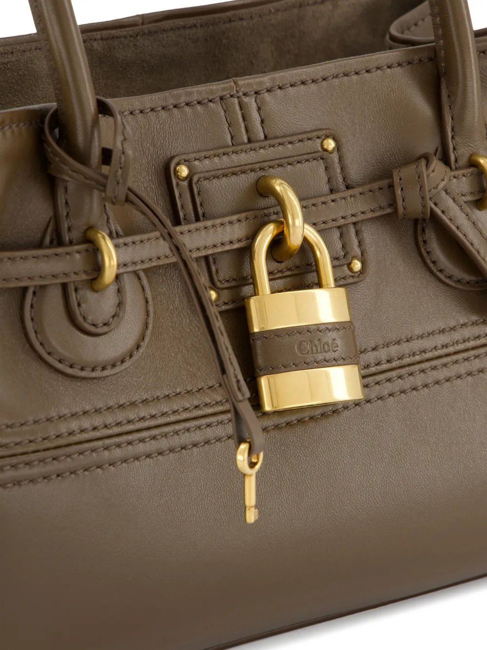 Chloé padlock-detail leather tote bag Bruin