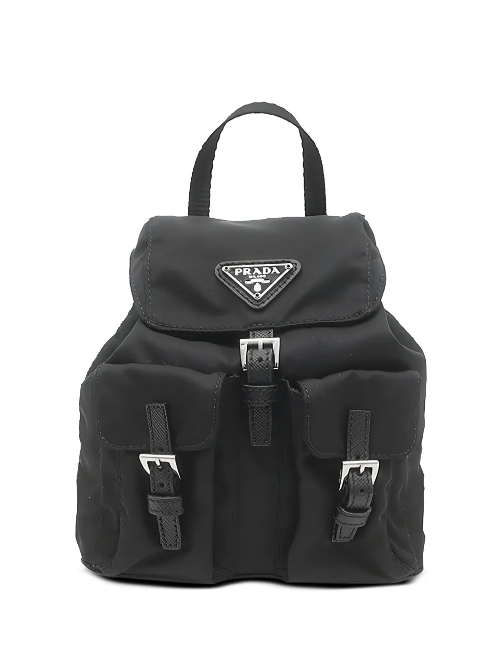 Prada Pre-Owned 2000-2013 Mini Saffiano Trimmed Tessuto Chain backpack - Nero