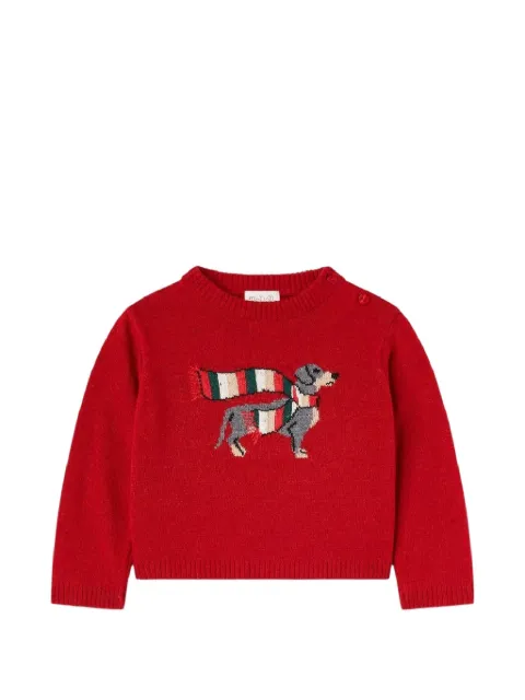 NANAN dog-intarsia shoulder-button sweater