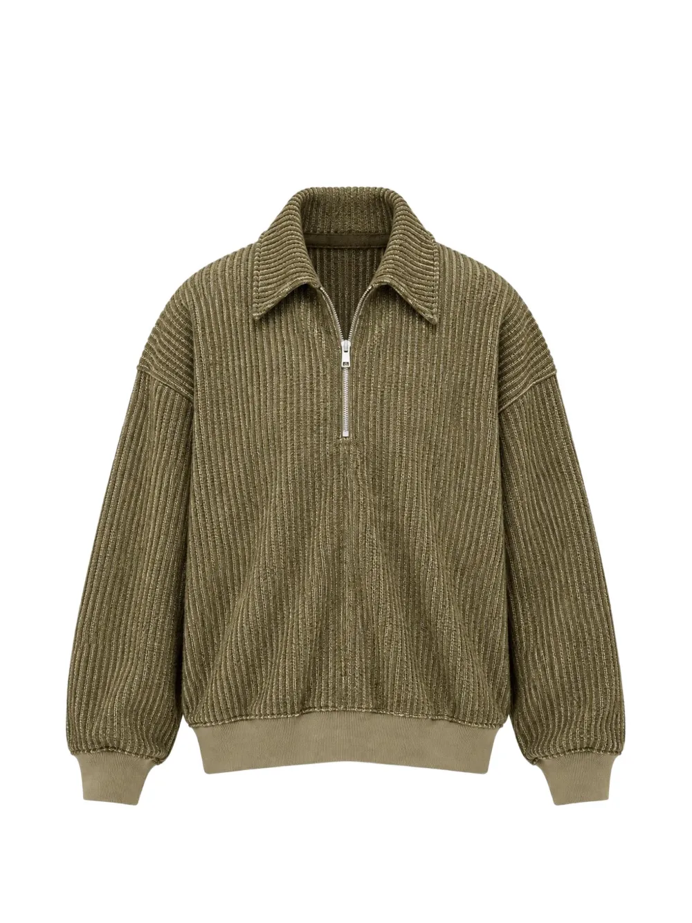 Song For The Mute half-zip ribbed-knit sweater - Vert Song For The Mute half-zip ribbed-knit sweater - Vert