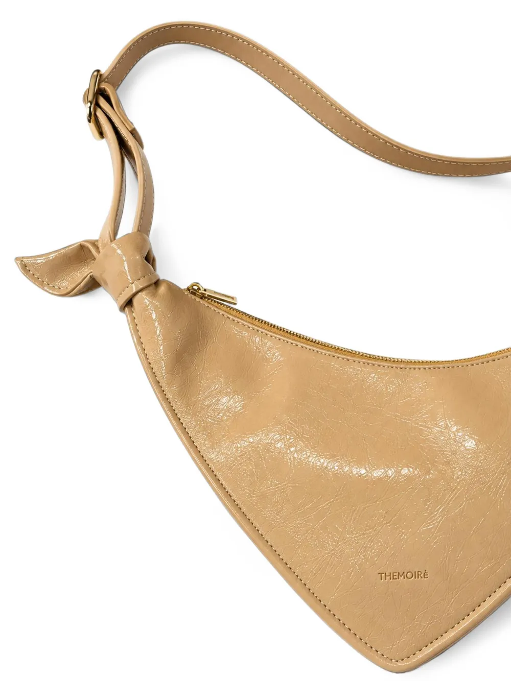 Themoirè Saffo schoudertas met geknoopt detail Beige