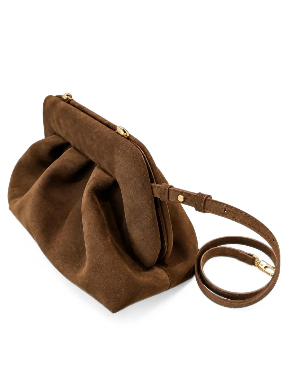 Themoirè Medium Bios crossbodytas met ruches Bruin