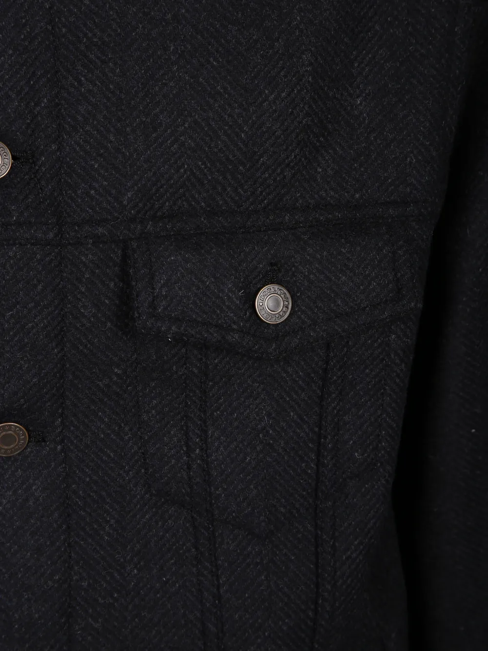 Boglioli Shirtjack met visgraat-patroon Zwart
