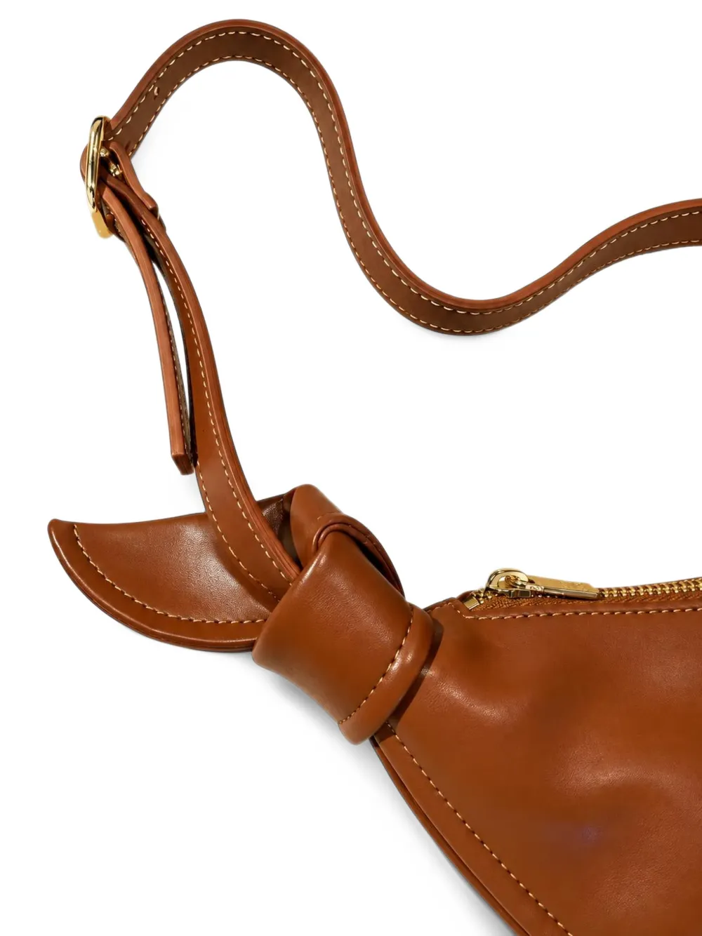 Themoirè Saffo schoudertas met geknoopt detail Bruin