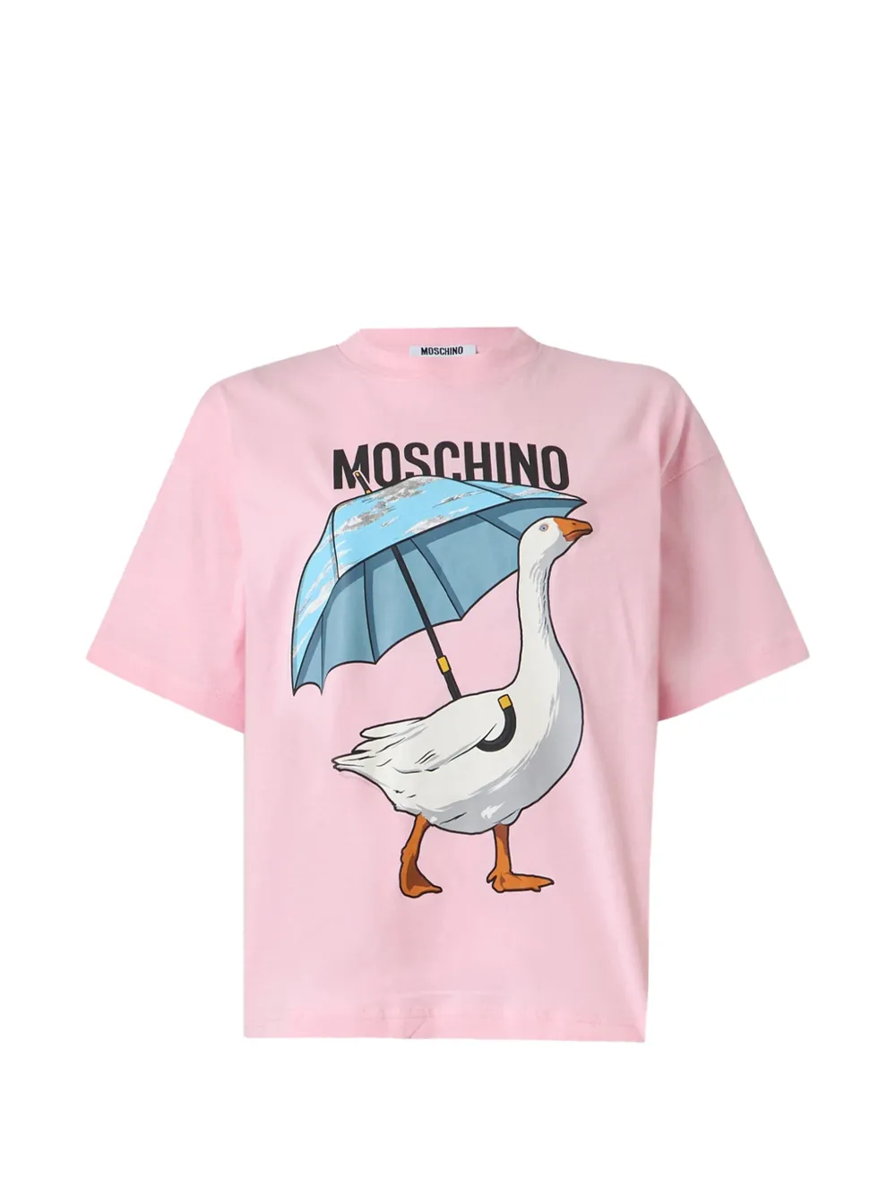 Moschino T-shirt met ganzen-print en logo-print Roze