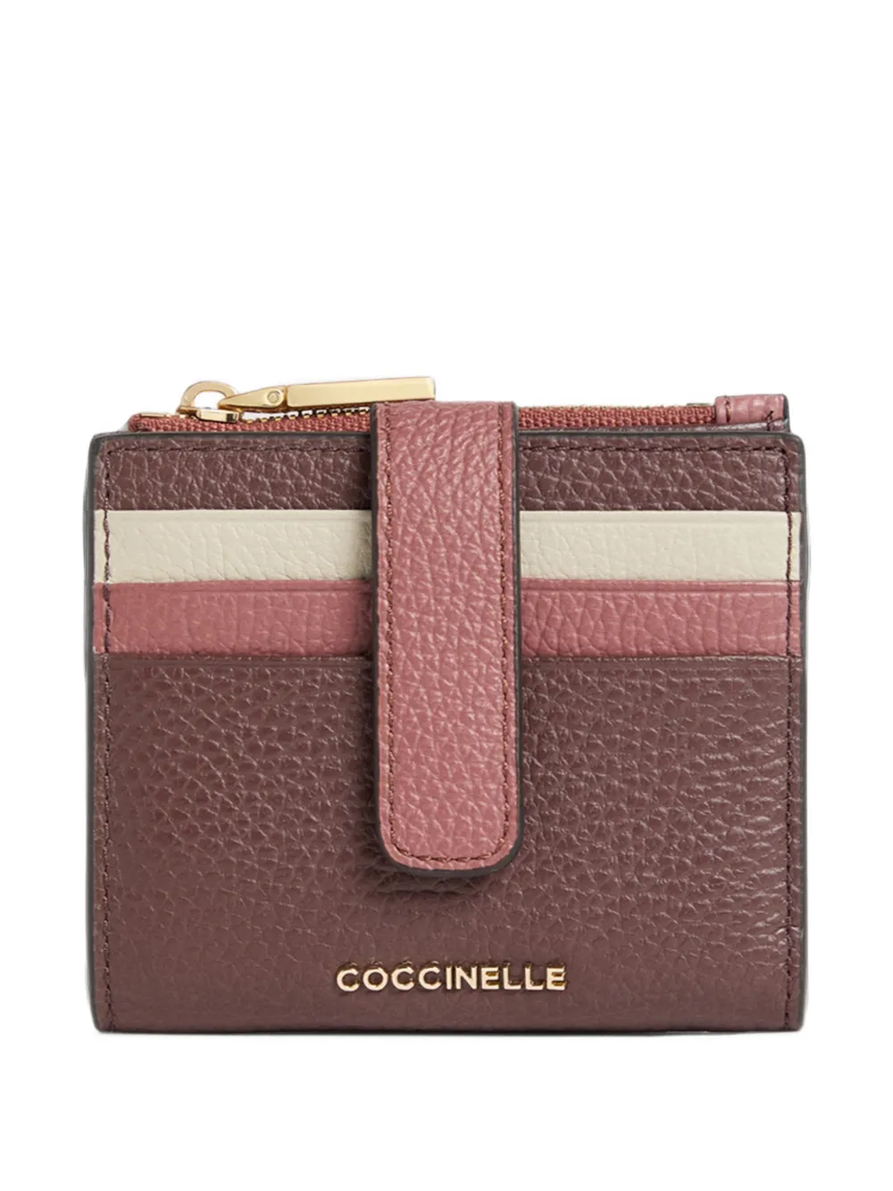 Coccinelle Metallic colour-block leather wallet - Rosa