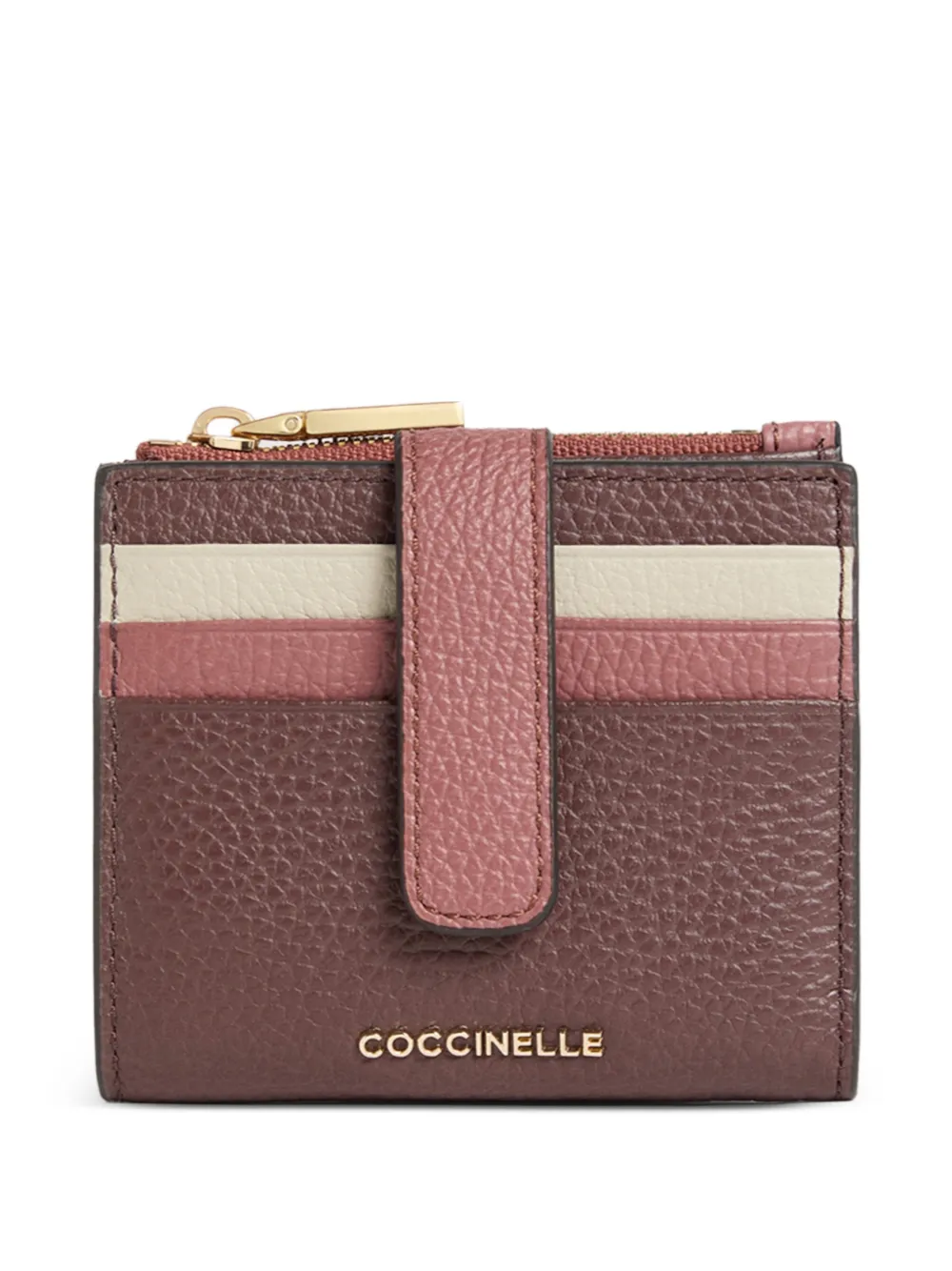 Coccinelle Metallic colour-block leather wallet - Rosa