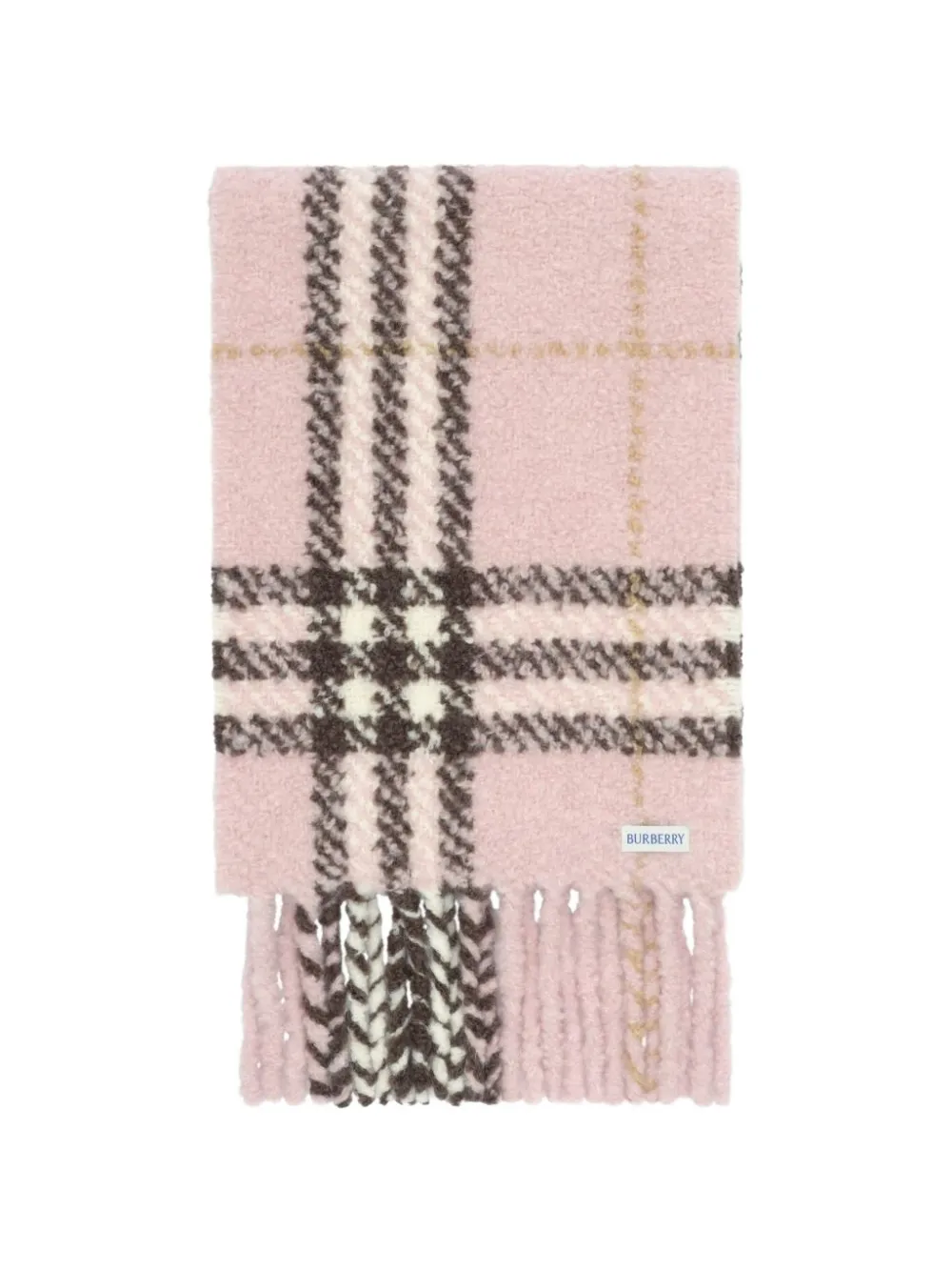 Burberry Check alpaca wool blend bouclé scarf - Rosa
