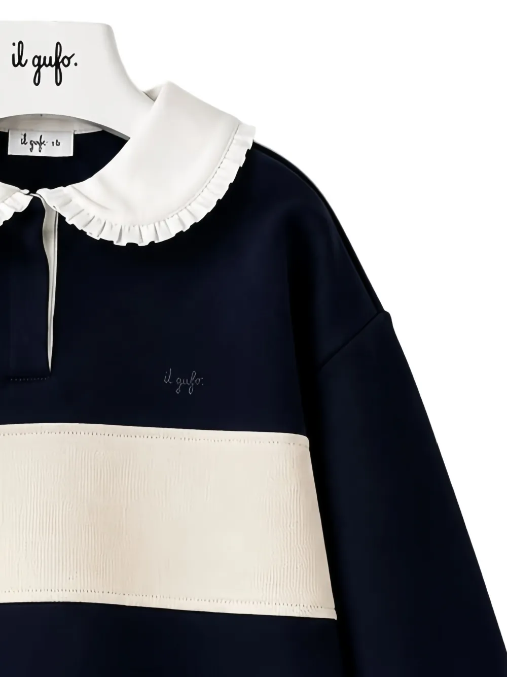 Il Gufo Poloshirt en rok met kraag met ruches en colourblocking Blauw