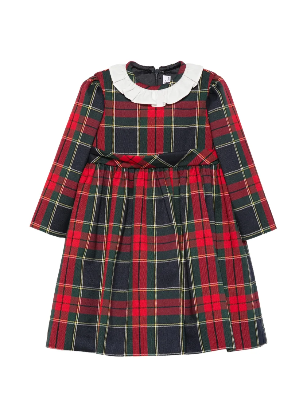 Il Gufo tartan ruffled-collar dress Rood