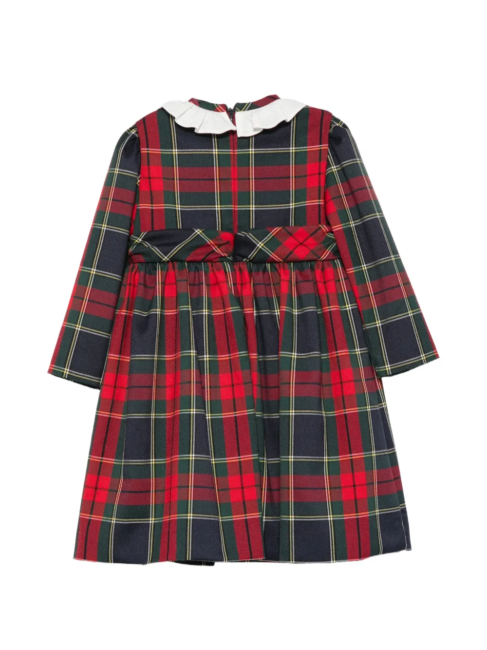 Il Gufo tartan ruffled-collar dress Rood