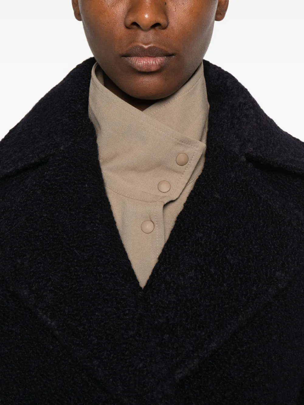 Tagliatore double-breasted bouclé-texture coat Blauw