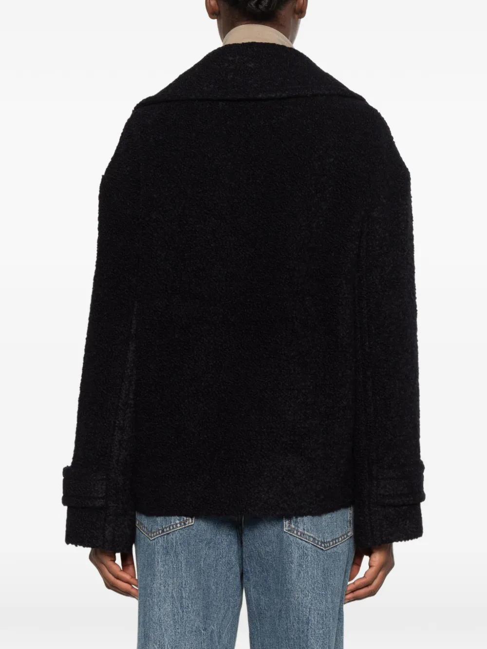 Tagliatore double-breasted bouclé-texture coat Blauw