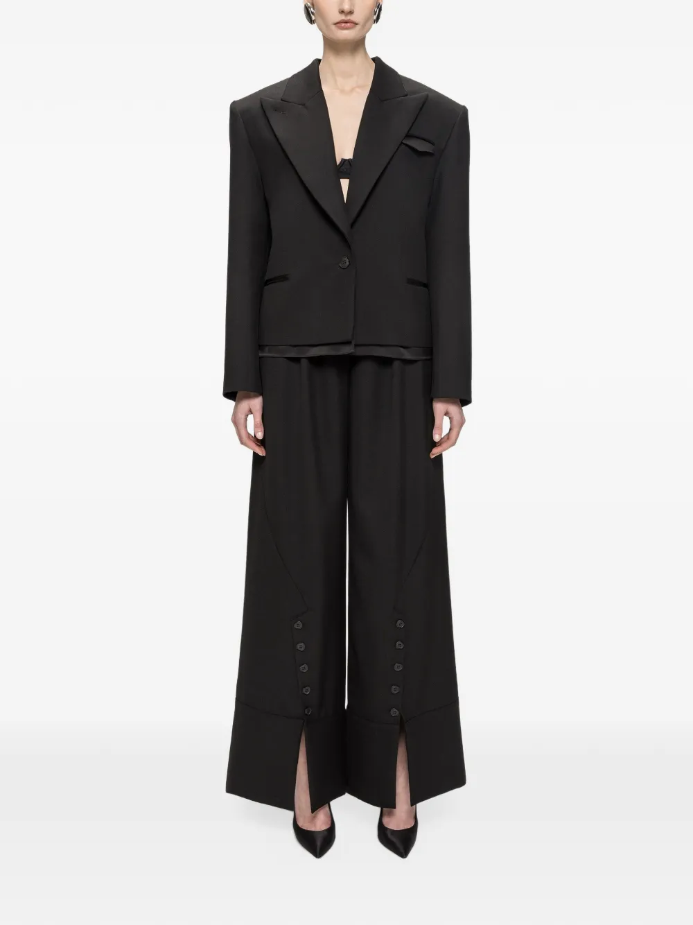 NISSA oversized wool-blend tailored blazer Zwart