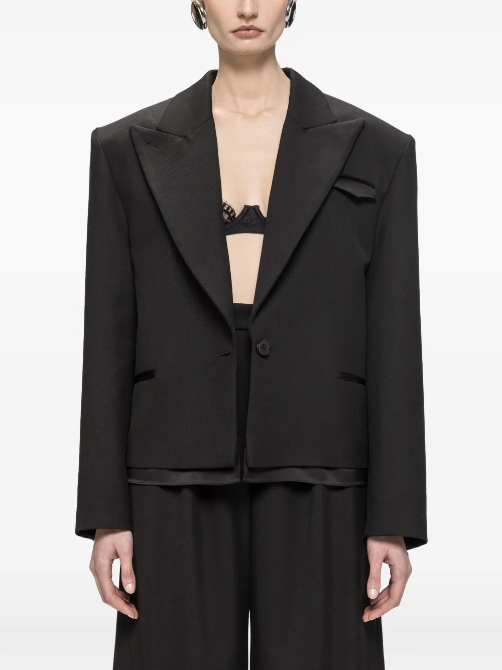 NISSA oversized wool-blend tailored blazer - Schwarz