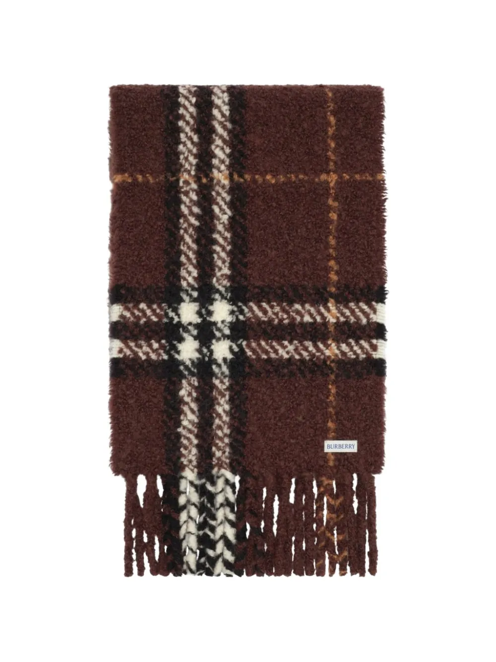 Burberry Check alpaca wool blend bouclé scarf - Braun