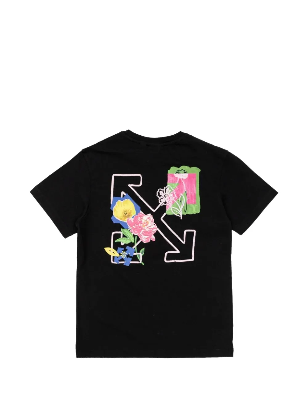 Off-White Kids T-shirt met bloemenprint Zwart