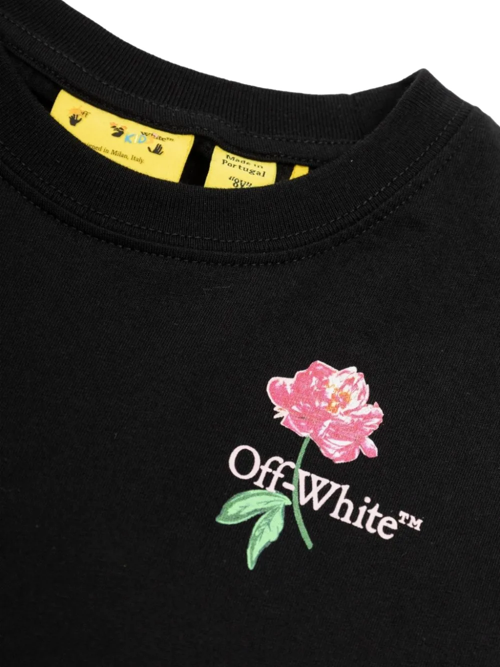 Off-White Kids T-shirt met bloemenprint Zwart