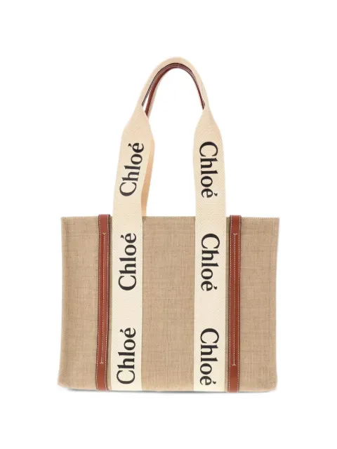 Chloé Woody tote bag in linen