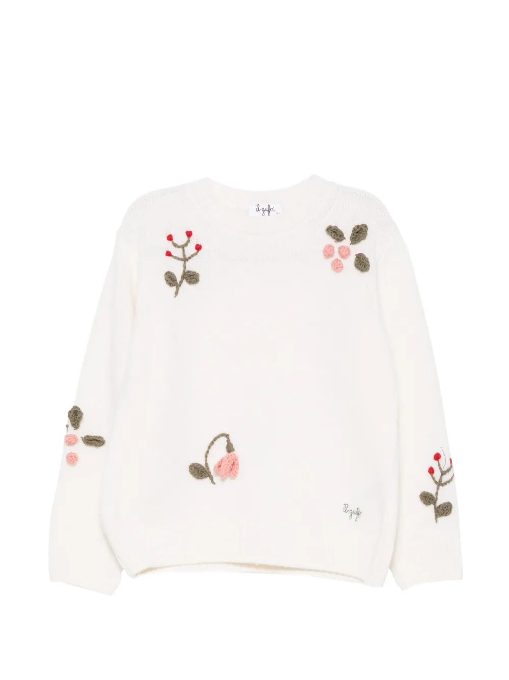 Il Gufo floral-embroidered sweater Beige