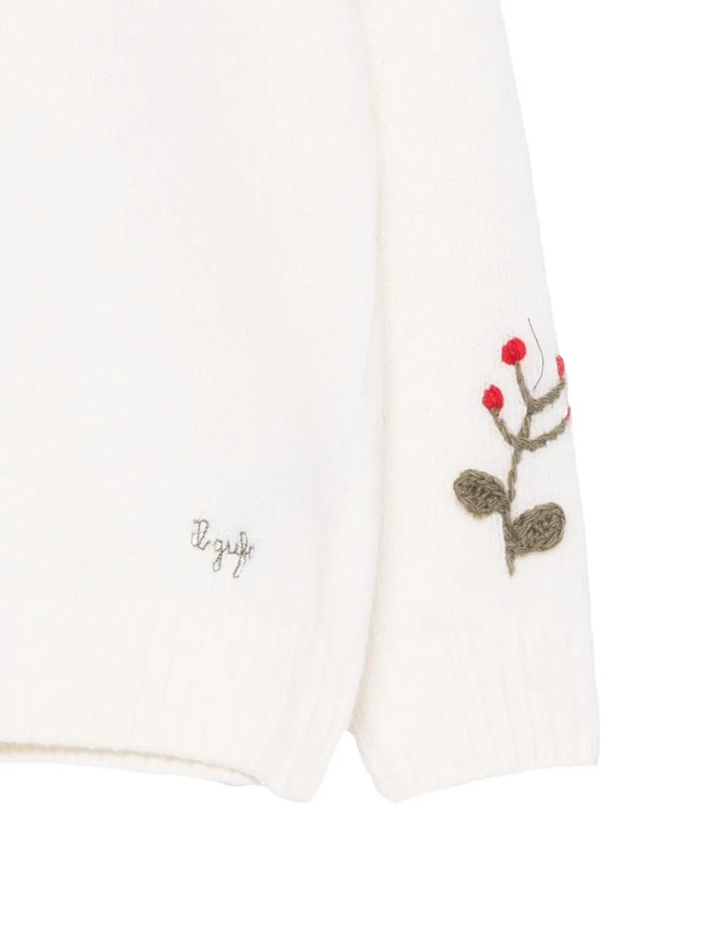 Il Gufo floral-embroidered sweater Beige