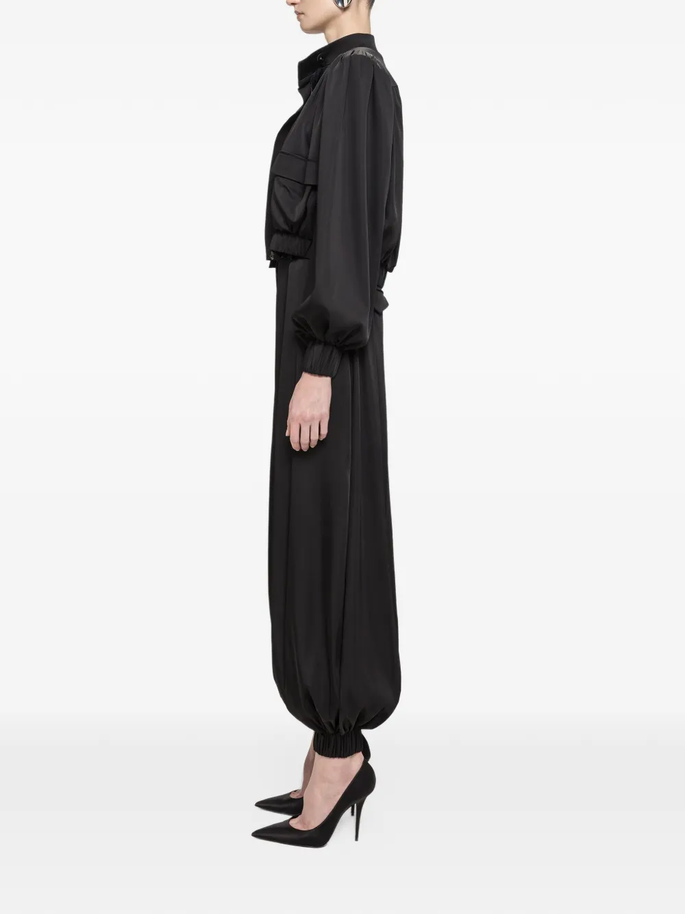 NISSA high-rise satin pants Zwart