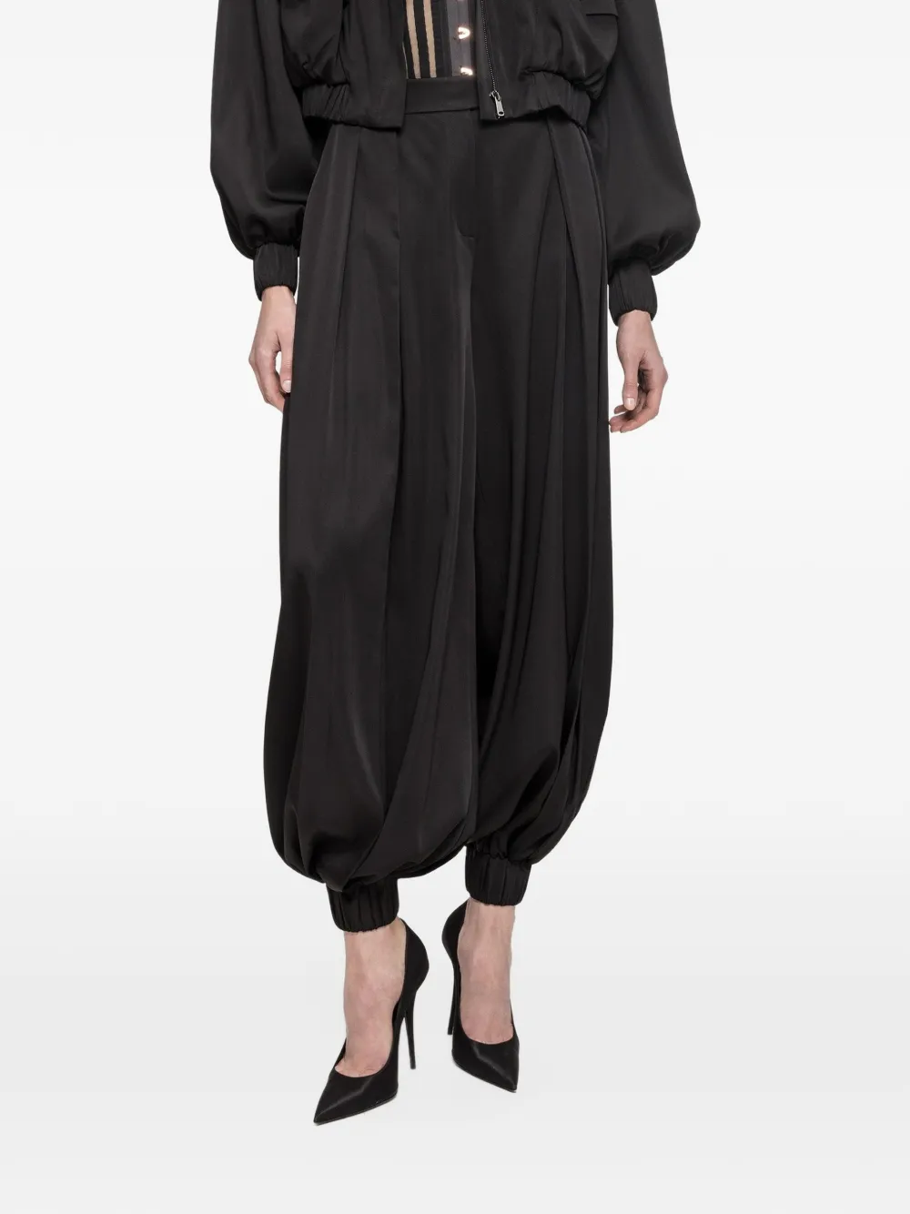 NISSA high-rise satin pants - Nero