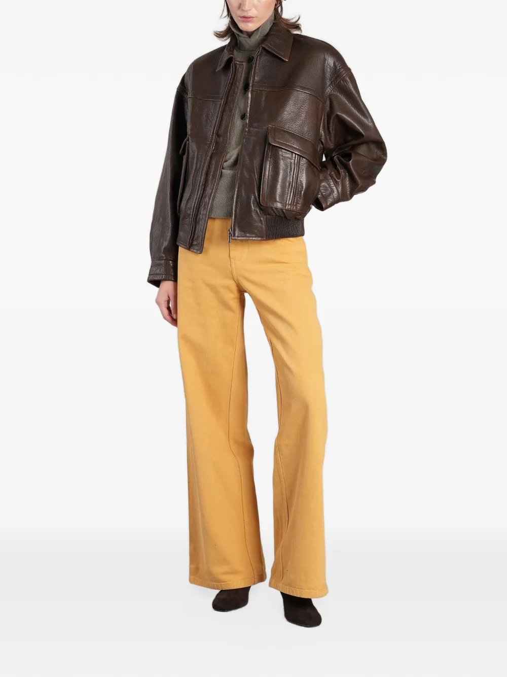 Christopher Esber leather bomber jacket Bruin