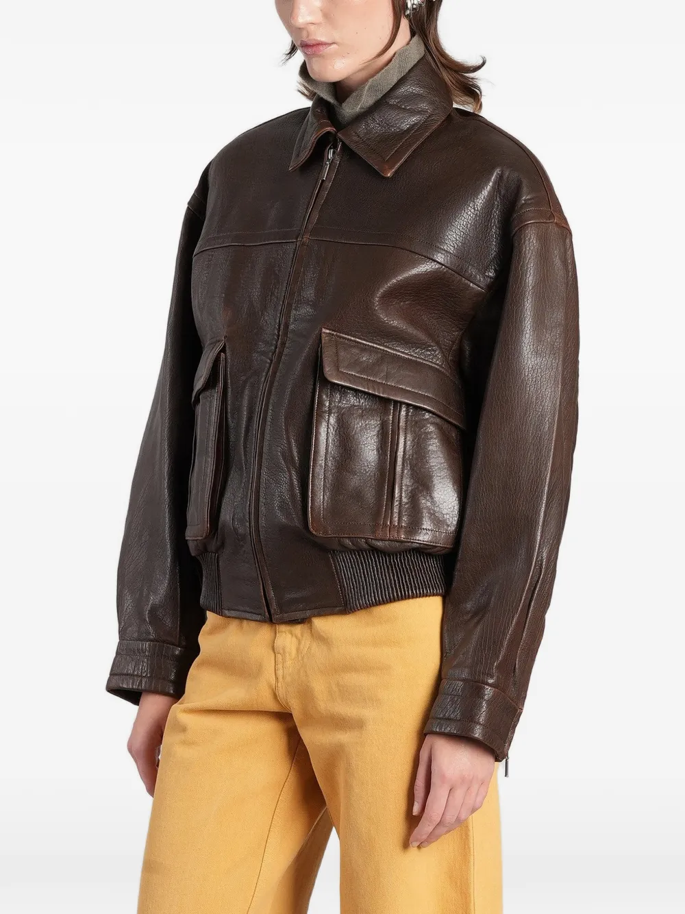 Christopher Esber leather bomber jacket Bruin