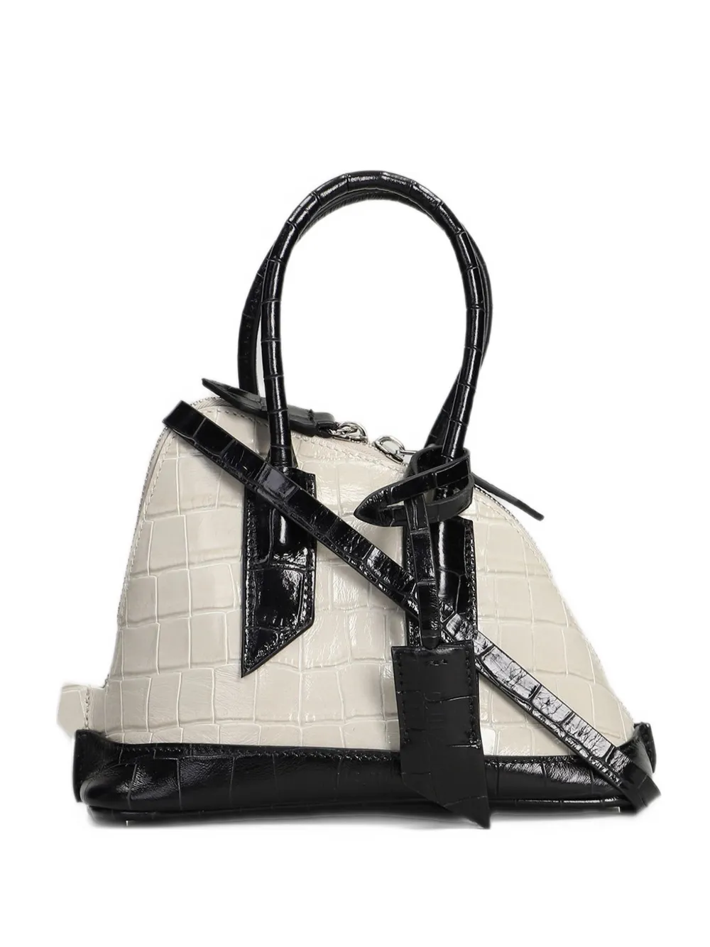 The Attico "La Sant Ambroeus mini beige and black top handle Zwart
