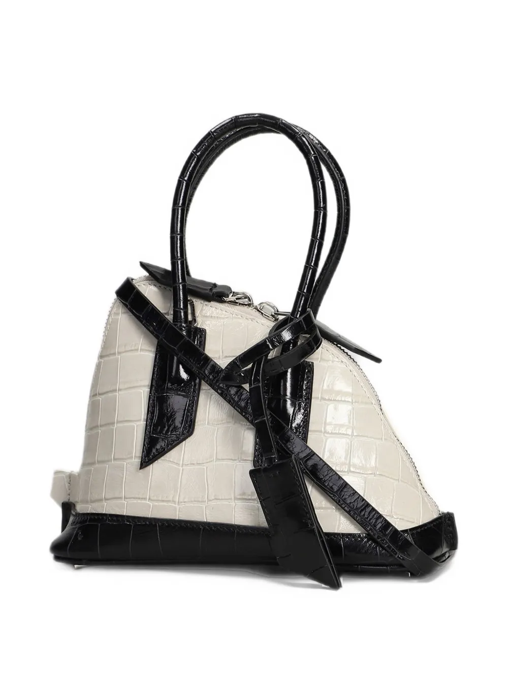 The Attico "La Sant Ambroeus mini beige and black top handle Zwart
