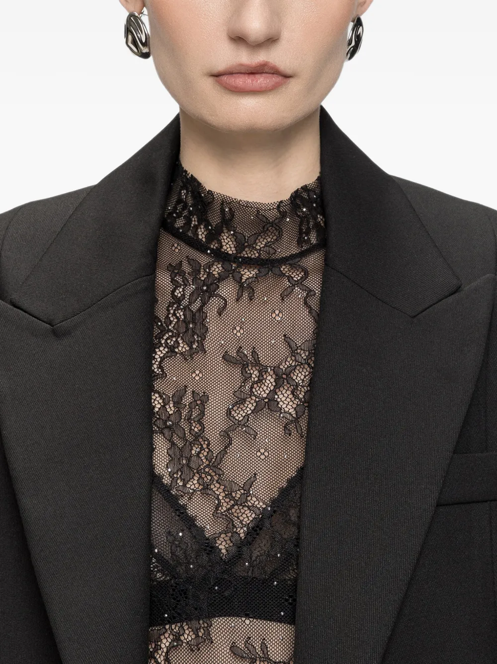 NISSA straight wool blazer Zwart